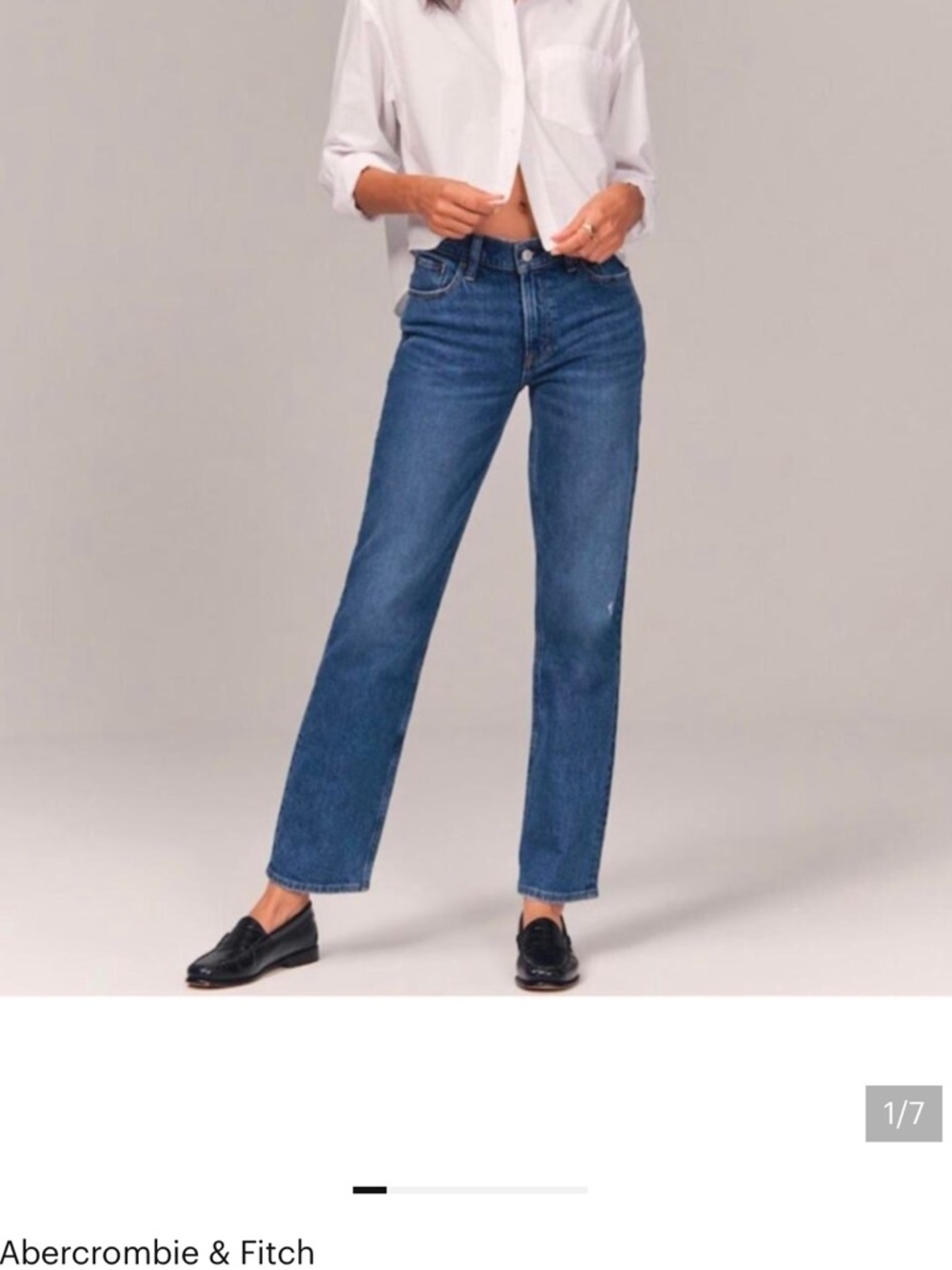 Abercrombie & Fitch Women's Straight-Leg Jeans in Classic Blue Denim